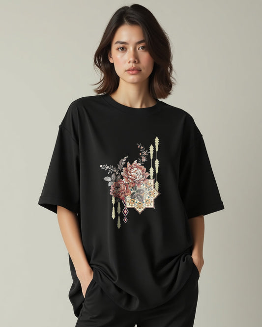 “Blossom & Geometry” – The Mughal Bloom Tee