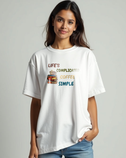 “Coffee Over Chaos” – Oversized Reader’s Retreat Tee"