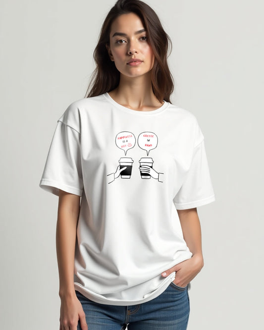 “Hot Coffee, Happy Hands” Oversized Tee"